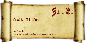 Zsák Milán névjegykártya